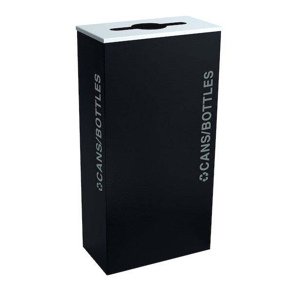 Ex-Cell Kaiser 17-Gal. KD Indoor Recycling Receptacle - Cans/Bottles decal, Pebble Black Gloss RC-KD17-C BT-PBG - main